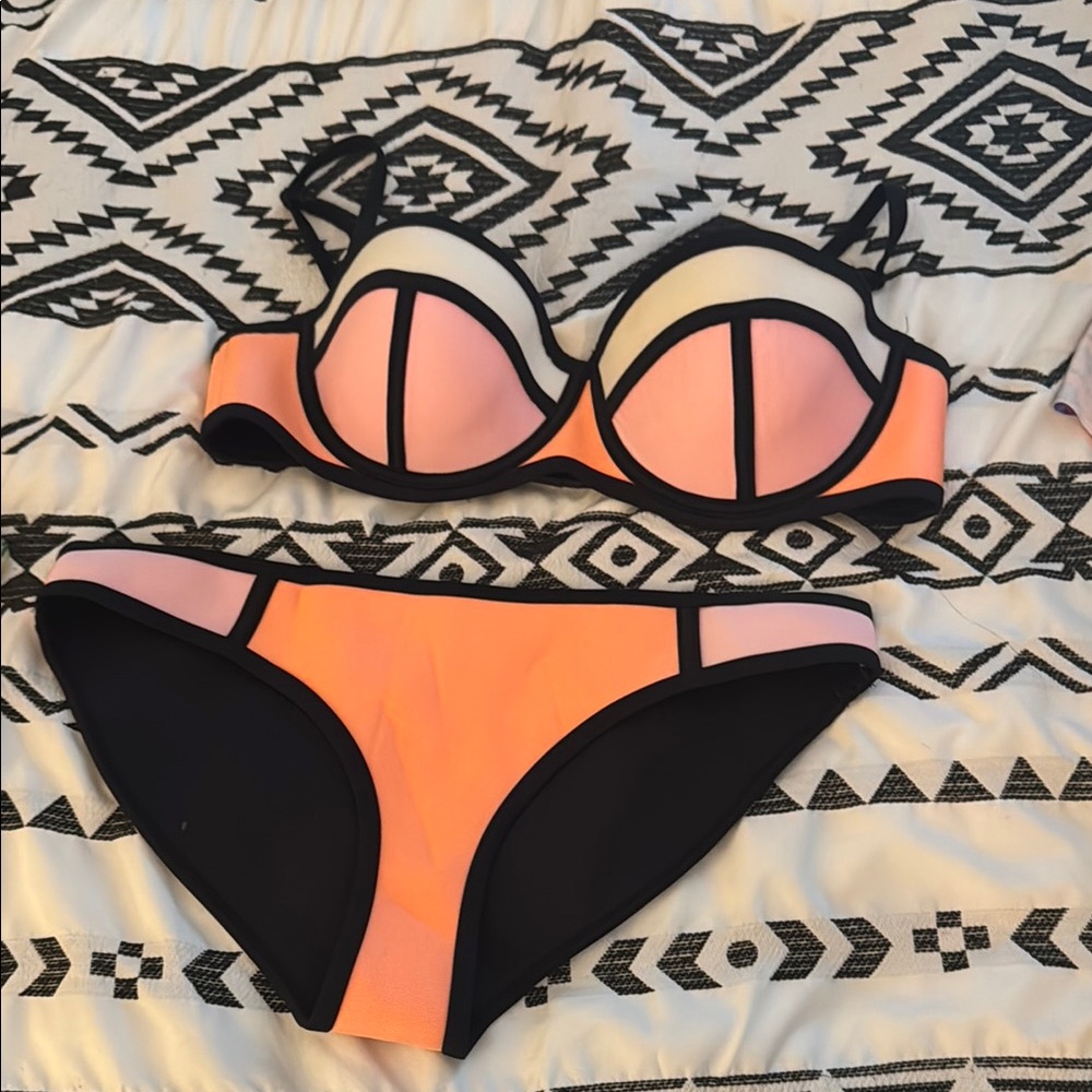 Triangl Bikini Set - Orange and Black